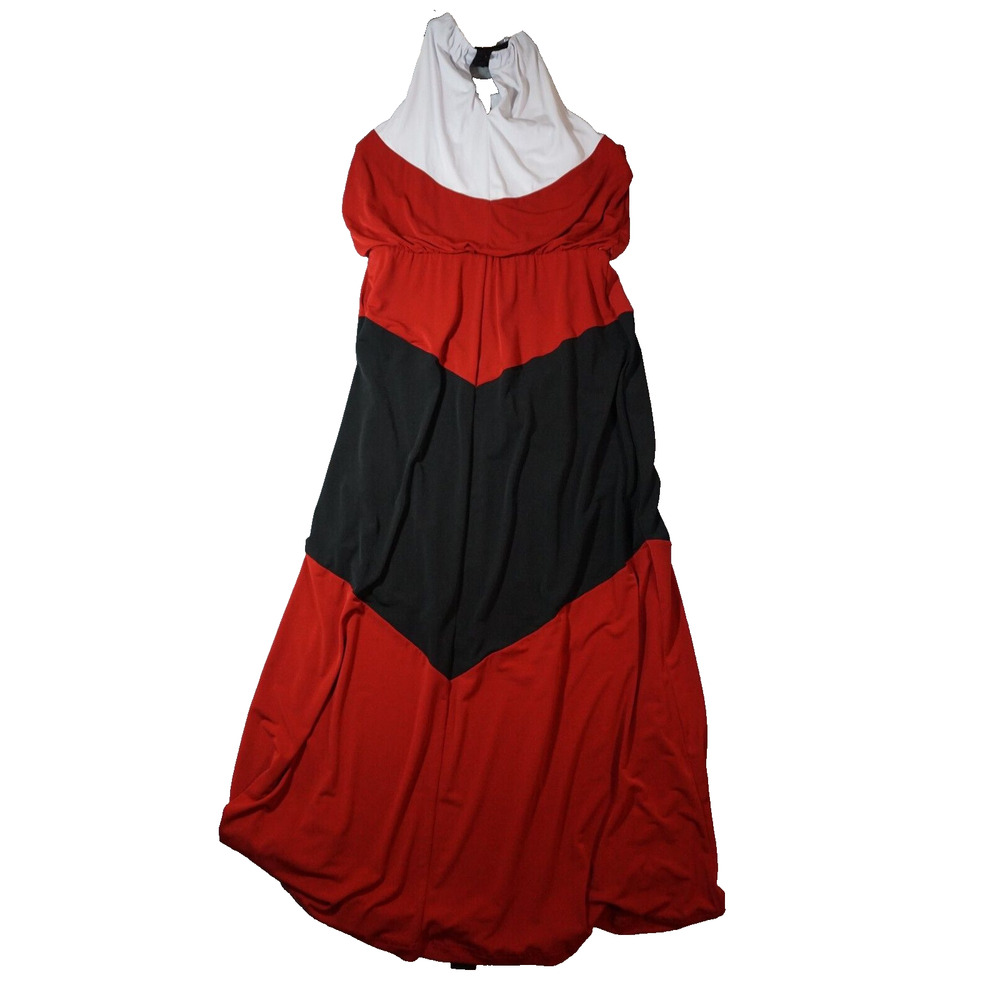 WHBM Summer Button Collar Maxi Dress Red white black Sz M